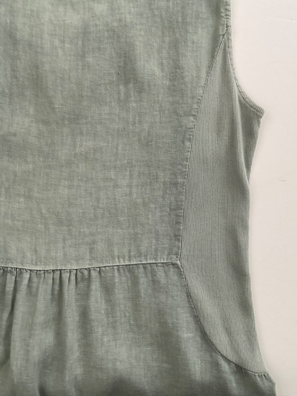Lungo L'Arno Rosette 100% Linen Dress Sz L Sage Green Modest Coastal Mori Kei - Picture 8 of 10